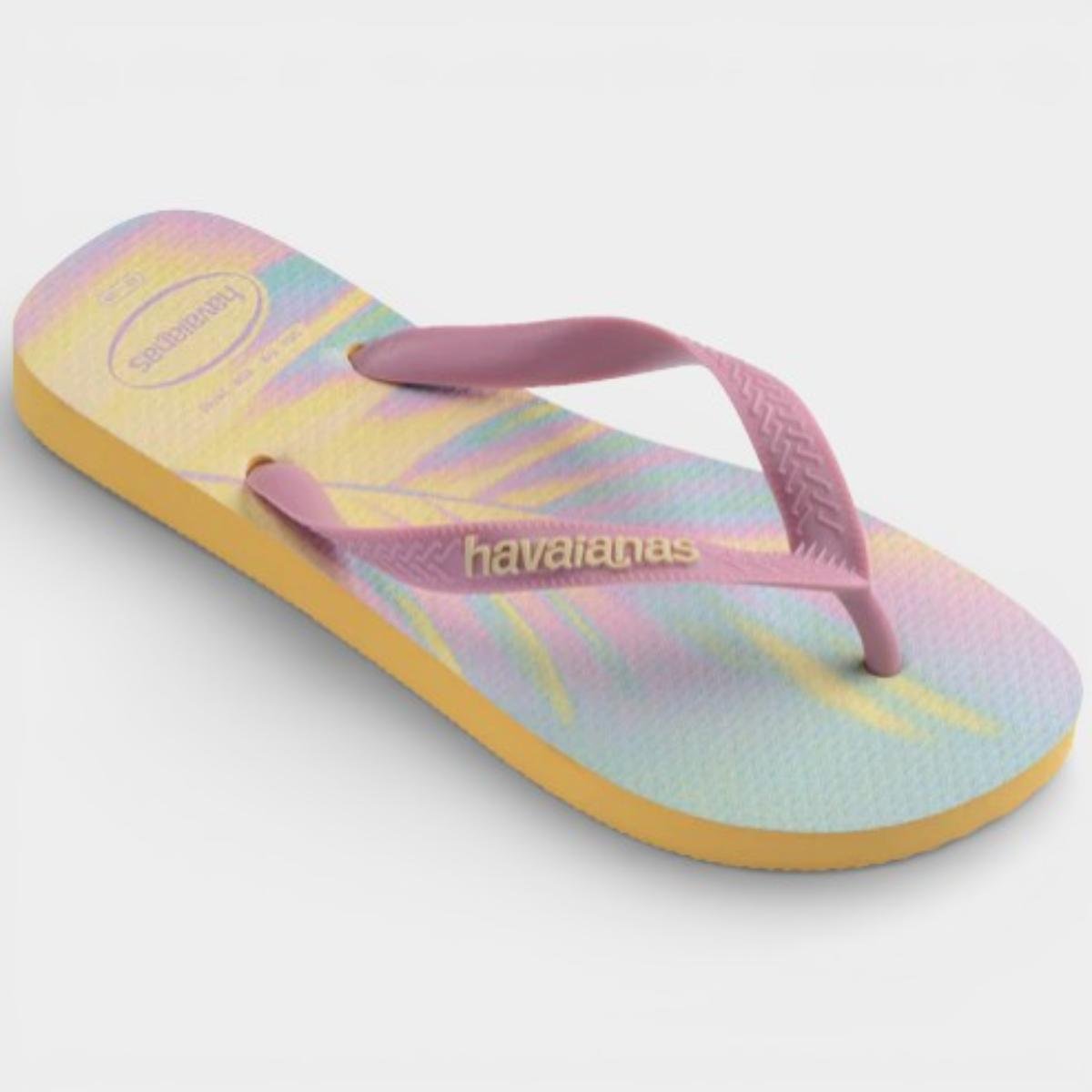 Chinelo Havaianas Top Fashion Feminino - Amarelo e Rosa Rosa 2