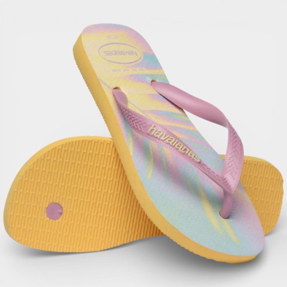 Chinelo Havaianas Top Fashion Feminino - Amarelo e Rosa Rosa 5