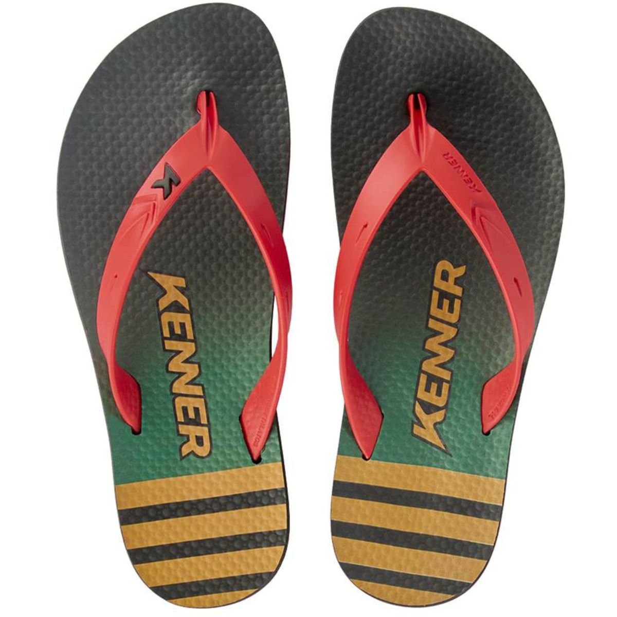Chinelo Kenner Summer Listras Masculino - Preto e Vermelho Vermelho 2