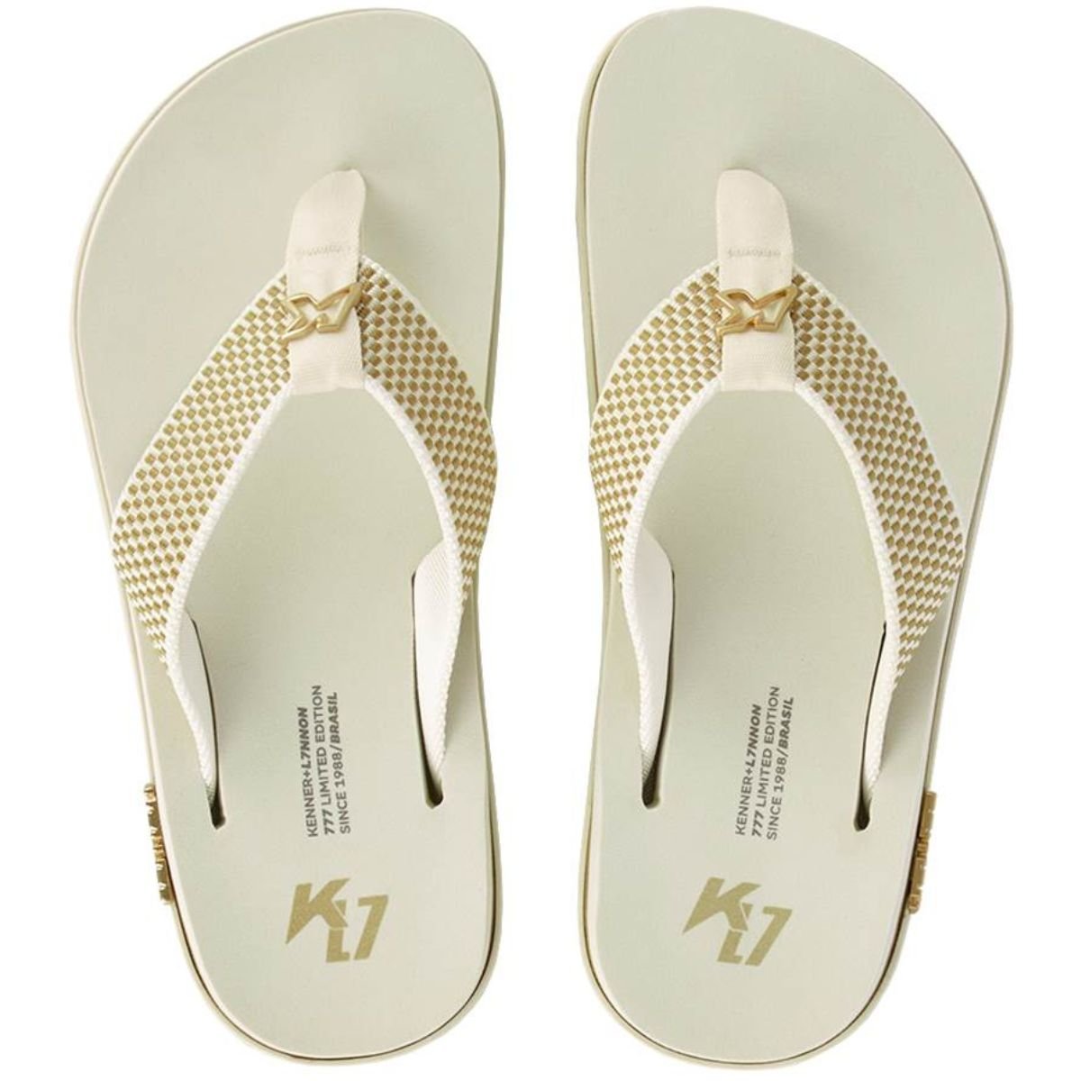 Sandália Kenner Kivah Dots L7 Masculino - Branco e Dourado Bege 2