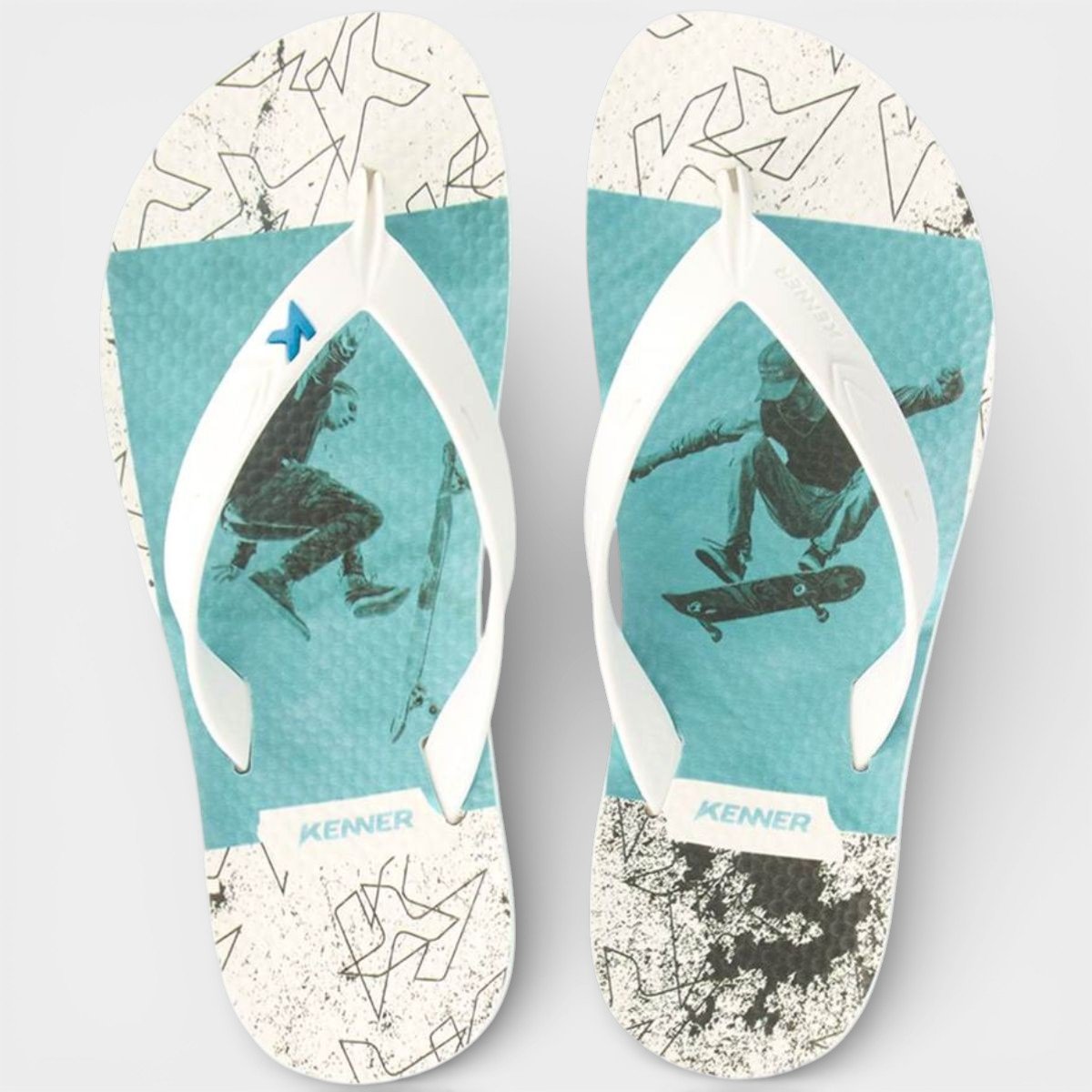 Chinelo Kenner Summer SK8 Masculino - Branco e Azul Branco 3