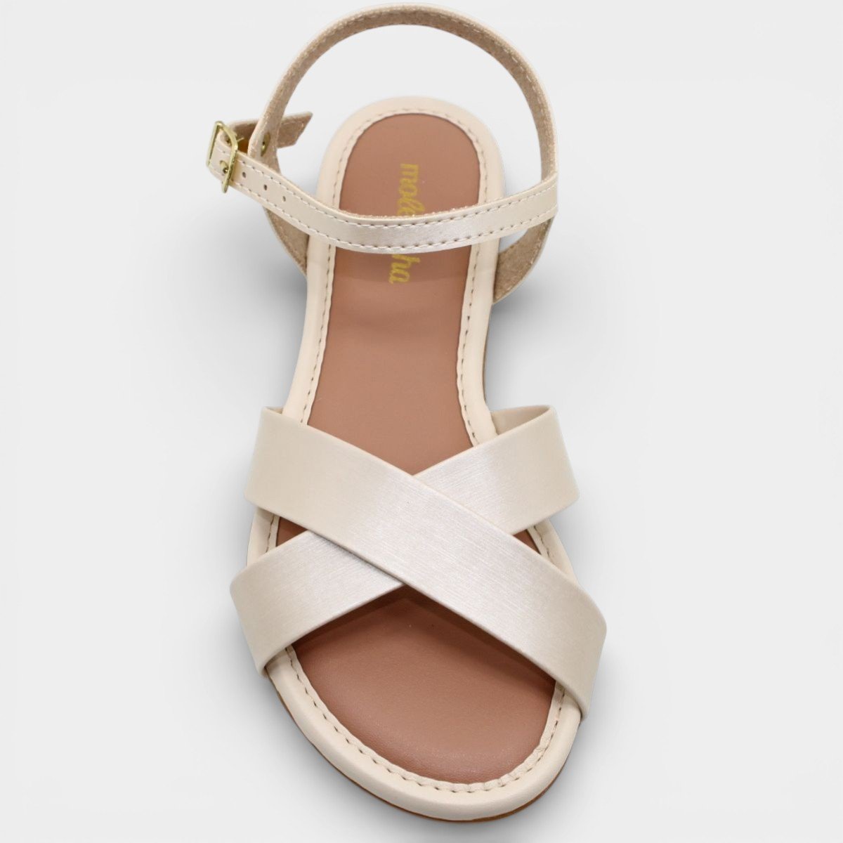 Sandália Infantil Molekinha Básica Tira Cruzada - Creme Creme 3