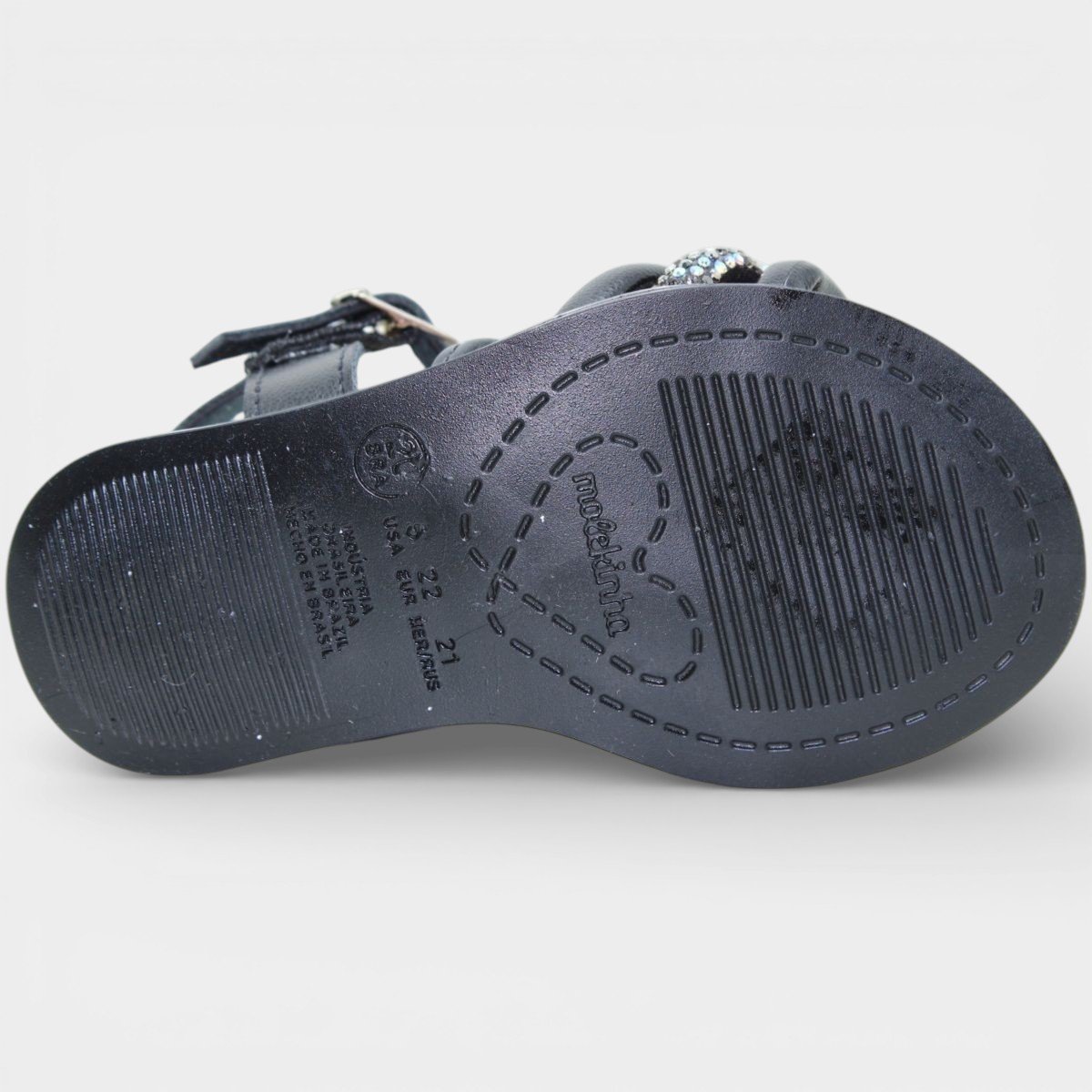 Sandália Molekinha Strass Tiras Baby - Preto Preto 5
