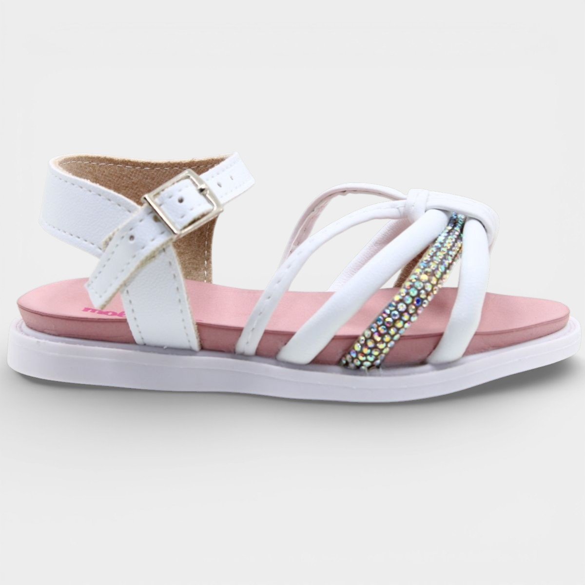 Sandália Molekinha Strass Tiras Baby - Branco Branco 2