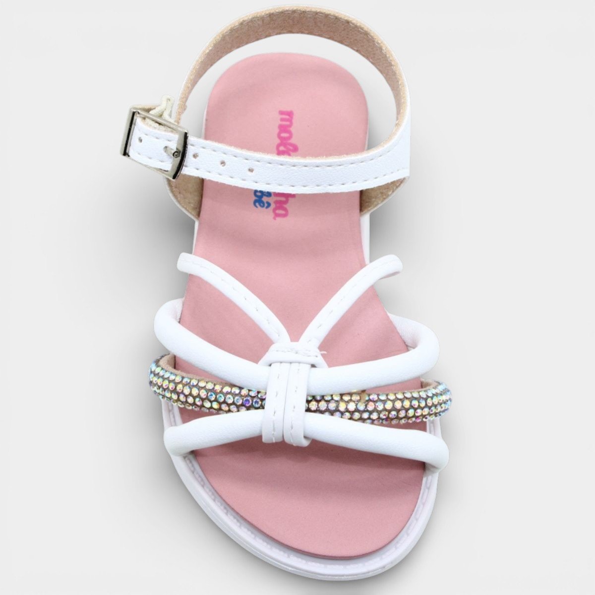 Sandália Molekinha Strass Tiras Baby - Branco Branco 3