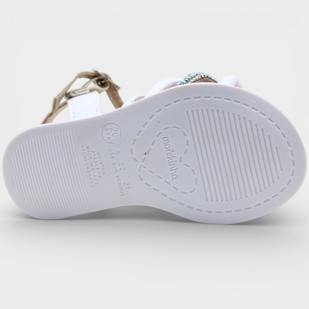 Sandália Molekinha Strass Tiras Baby - Branco Branco 5