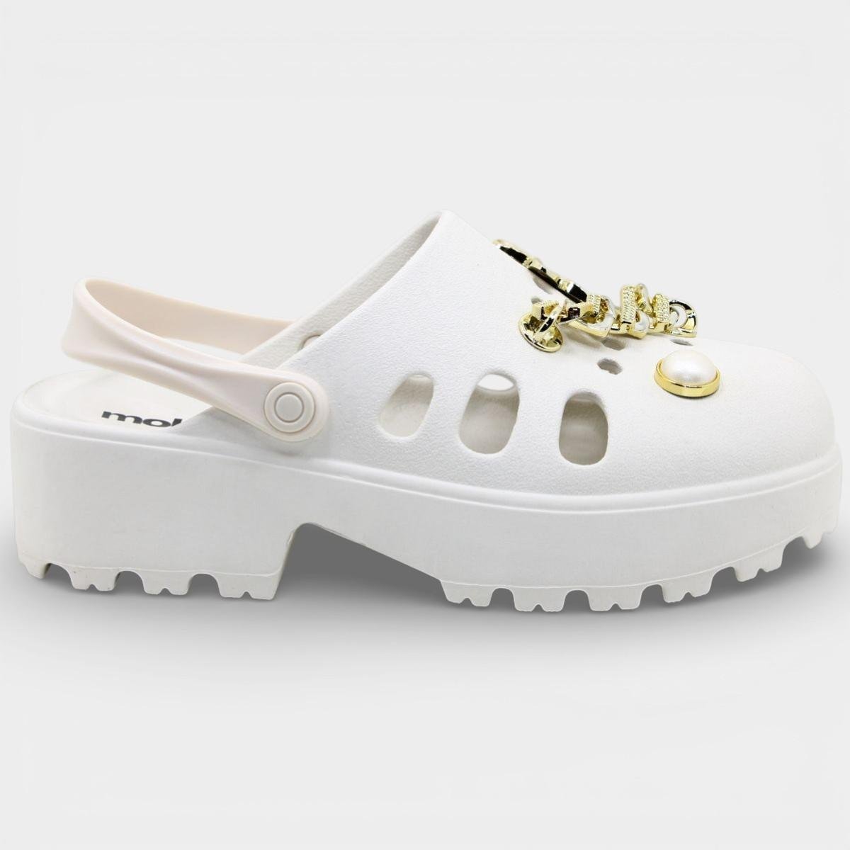 Babuche Moleca Salto Tratorado Pingente Feminina - Off White Off White 2