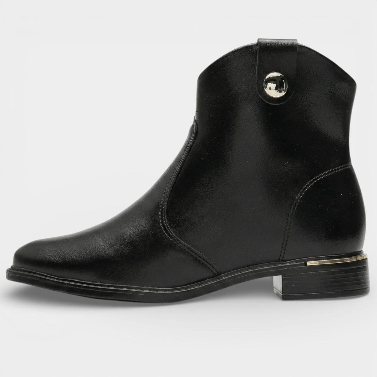 Bota Vizzano Detalhe Cano Baixo Feminina - Preto Preto 2