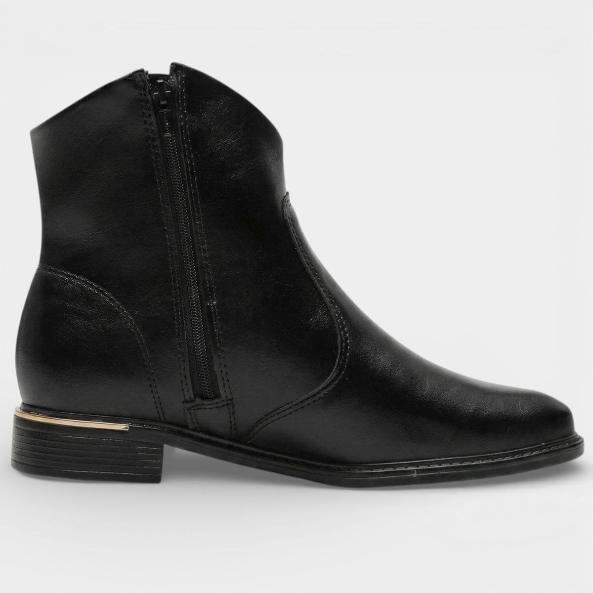 Bota Vizzano Detalhe Cano Baixo Feminina - Preto Preto 4