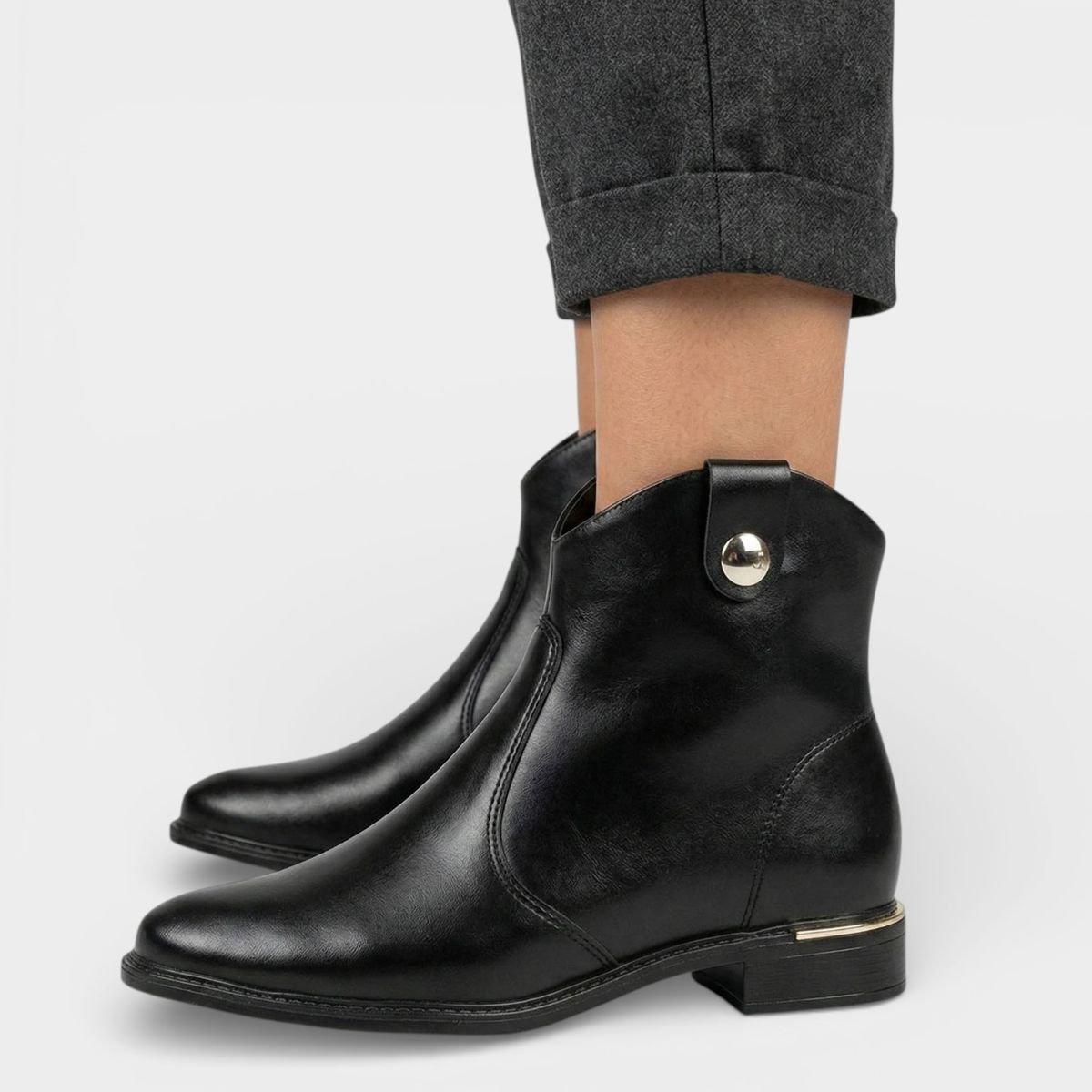 Bota Vizzano Detalhe Cano Baixo Feminina - Preto Preto 6