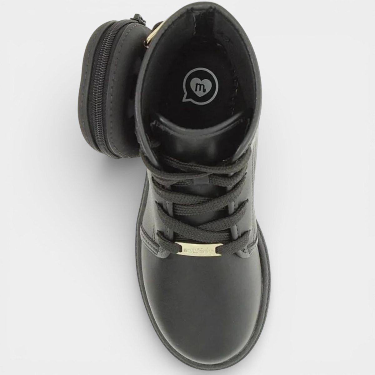 Bota Coturno Infantil Molekinha Bolsinha Menina - Preto Preto 3
