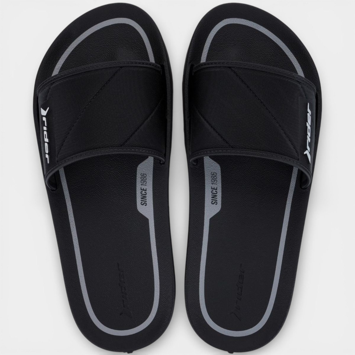 Chinelo Rider Slide Street Listra Masculino - Preto e Cinza Preto 2