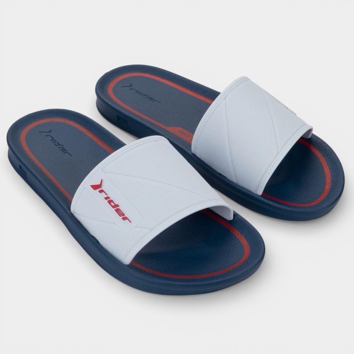 Chinelo Rider Slide Street Listra Masculino - Azul e Vermelho