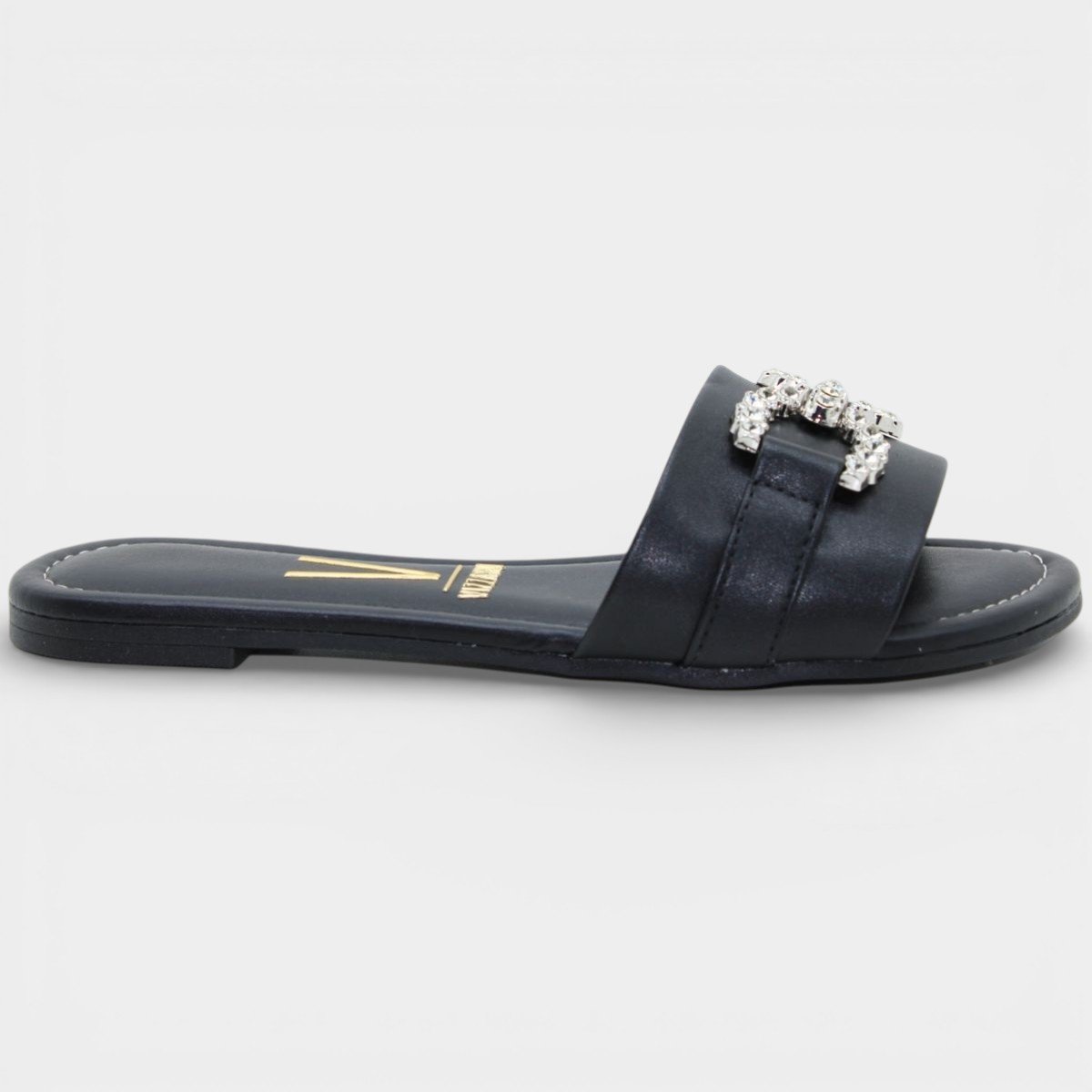 Rasteira Slide Vizzano Strass Feminina - Preto Preto 2