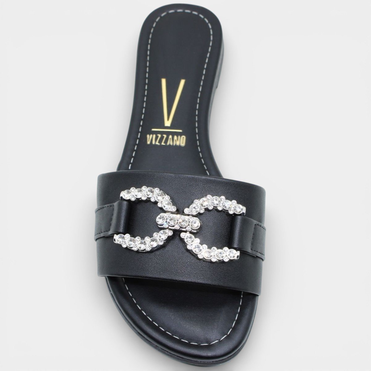 Rasteira Slide Vizzano Strass Feminina - Preto Preto 3