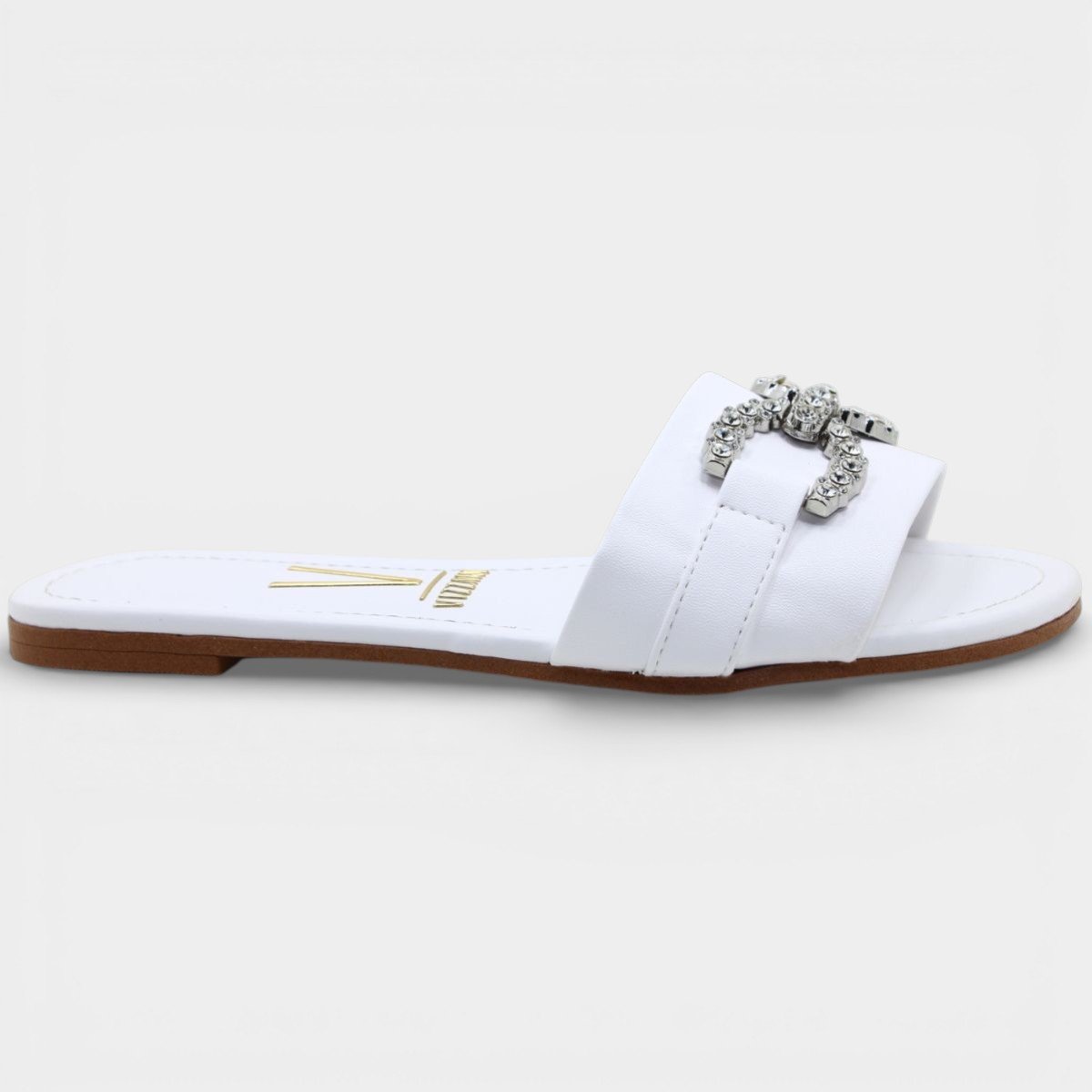 Rasteira Slide Vizzano Strass Feminina - Branco Branco 2