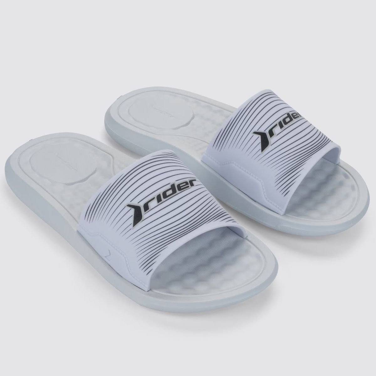 Chinelo Slide Rider Step Masculino - Branco e Preto