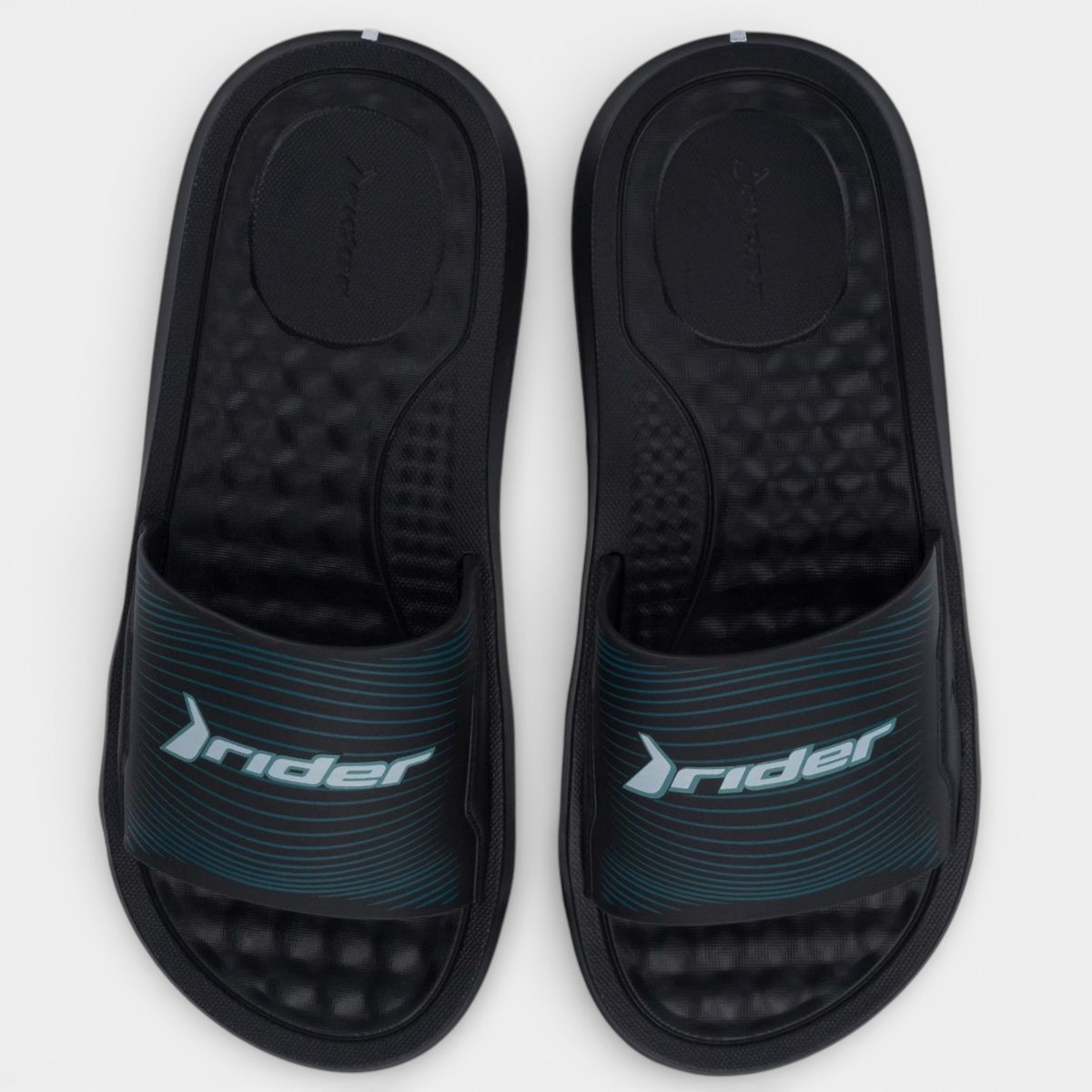 Chinelo Slide Rider Step Masculino - Preto e Azul Preto 2