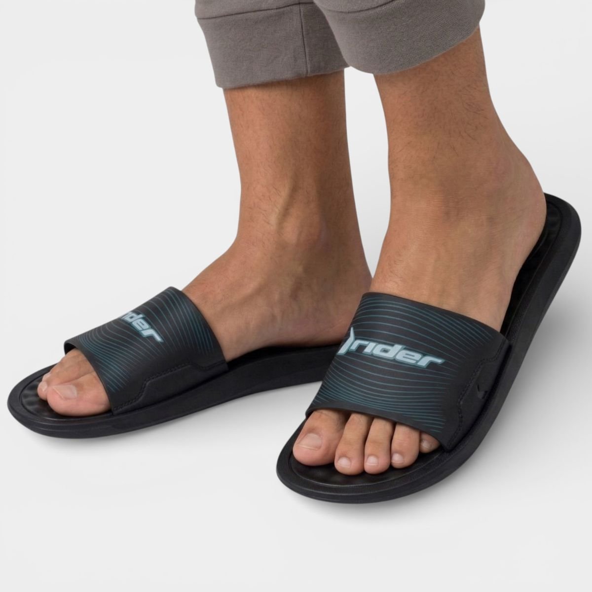 Chinelo Slide Rider Step Masculino - Preto e Azul Preto 4