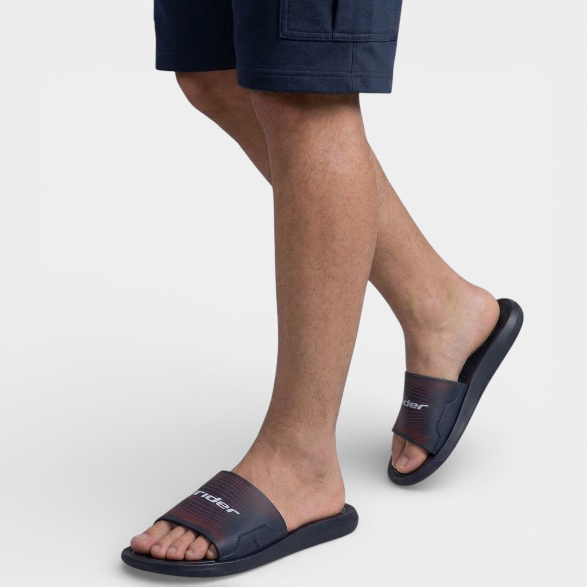 Chinelo Slide Rider Step Masculino - Marinho e Vermelho Marinho/ Vermelho 4