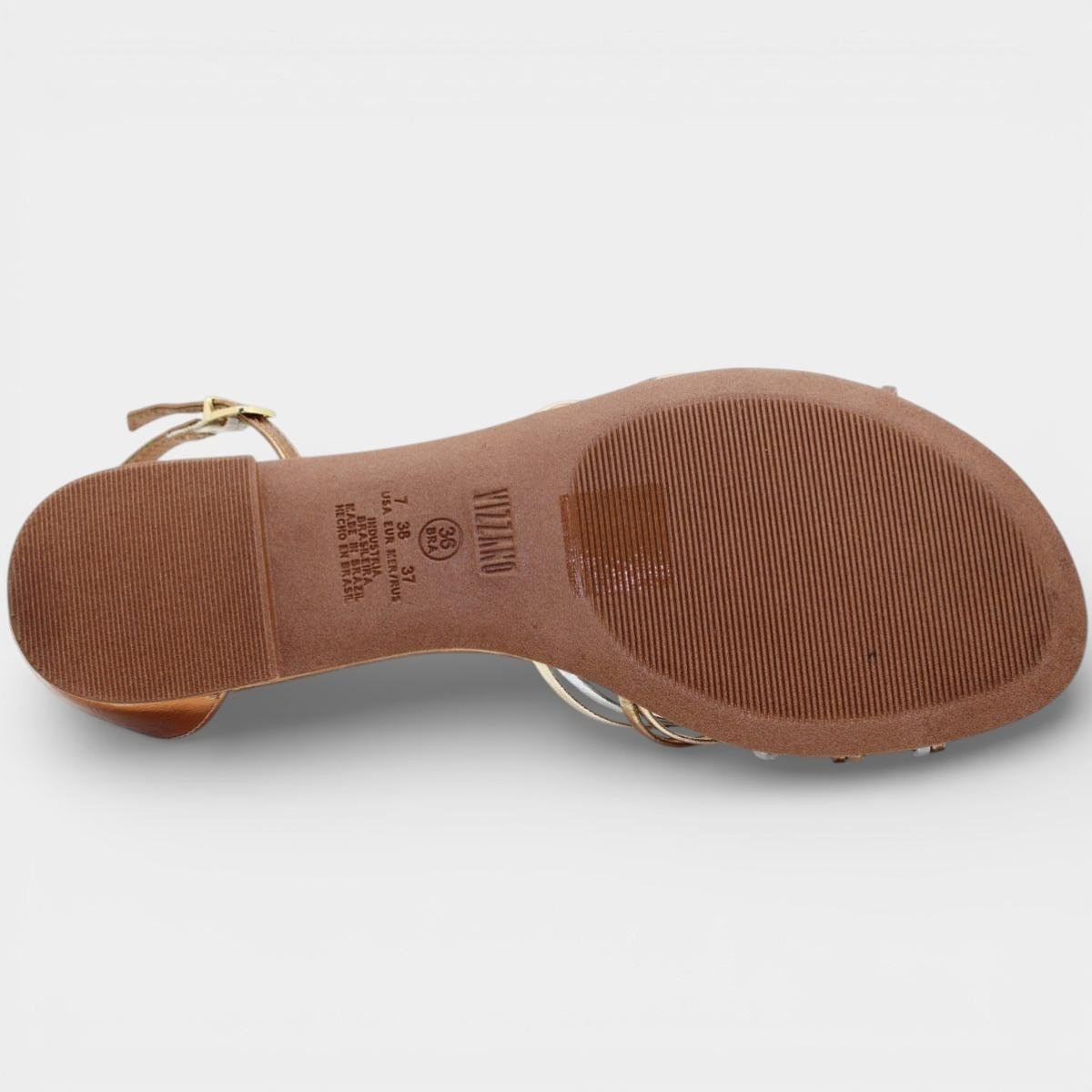 Rasteira Vizzano Tiras Cruzadas Metalizada Feminina - Bronze Bronze 5