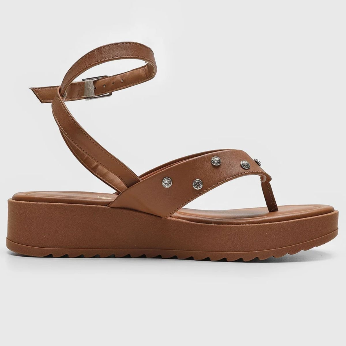 Sandália Vizzano Plataforma Amarração Tira Strass Feminina - Marrom Marrom 4