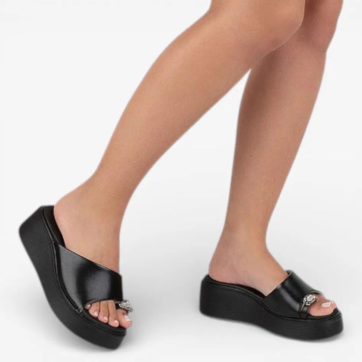 Tamanco Anabela Vizzano Detalhe Anel Feminino - Preto Preto 6