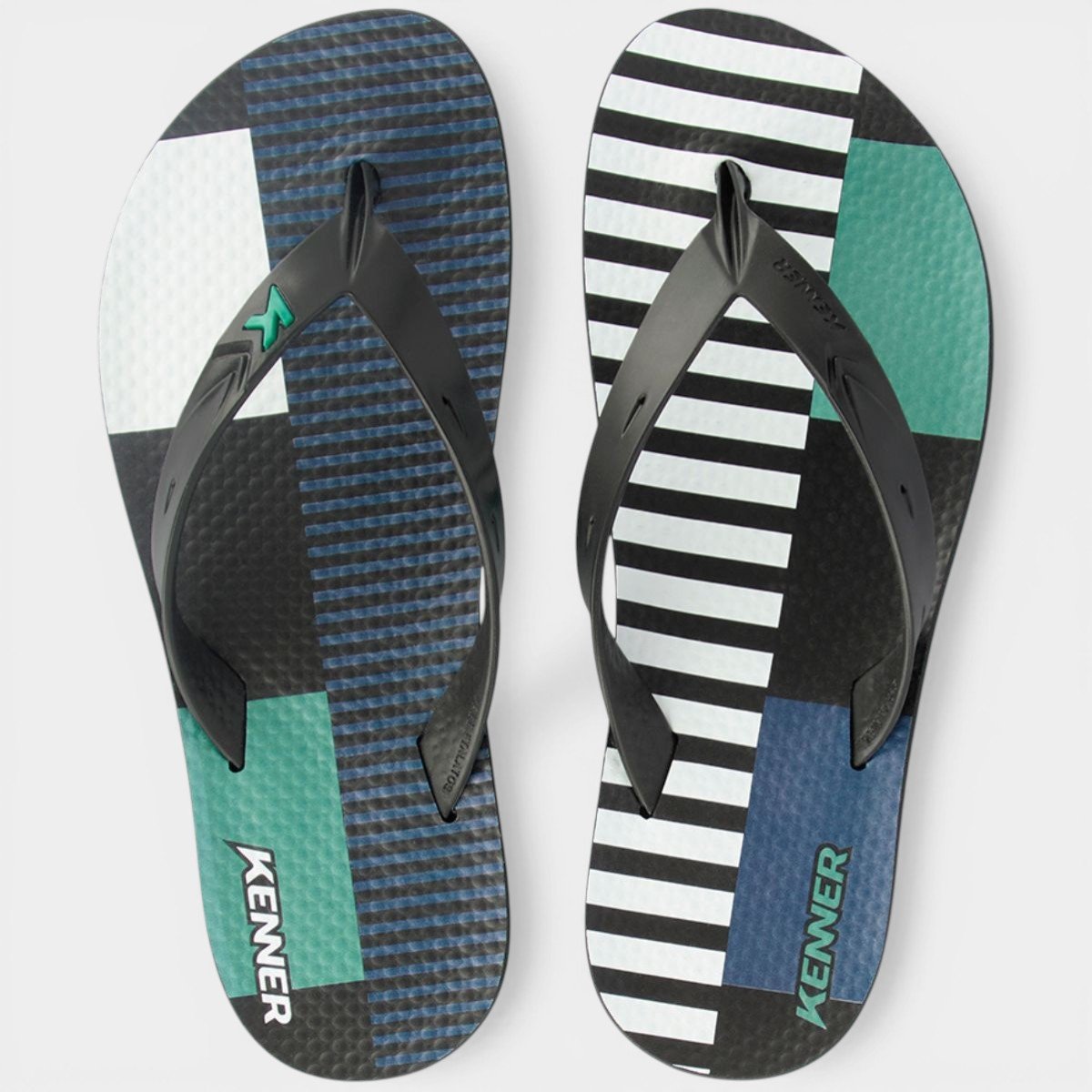 Chinelo Kenner Summer Grid Masculino - Preto e Verde Preto/Verde 2