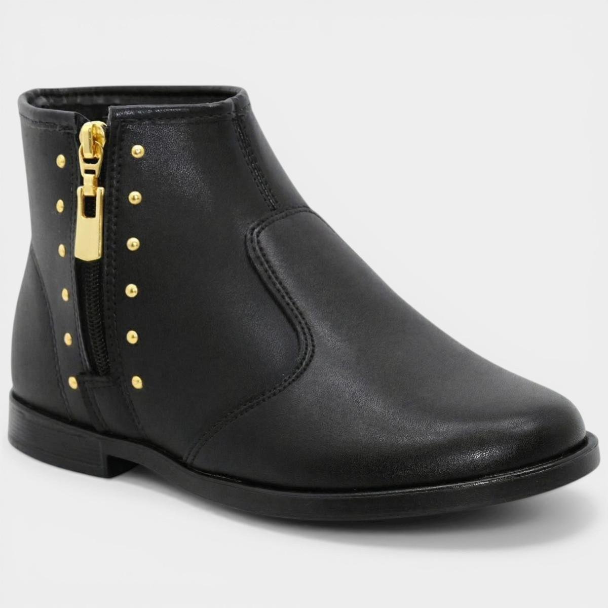 Bota Infantil Molekinha Apliques Menina - Preto