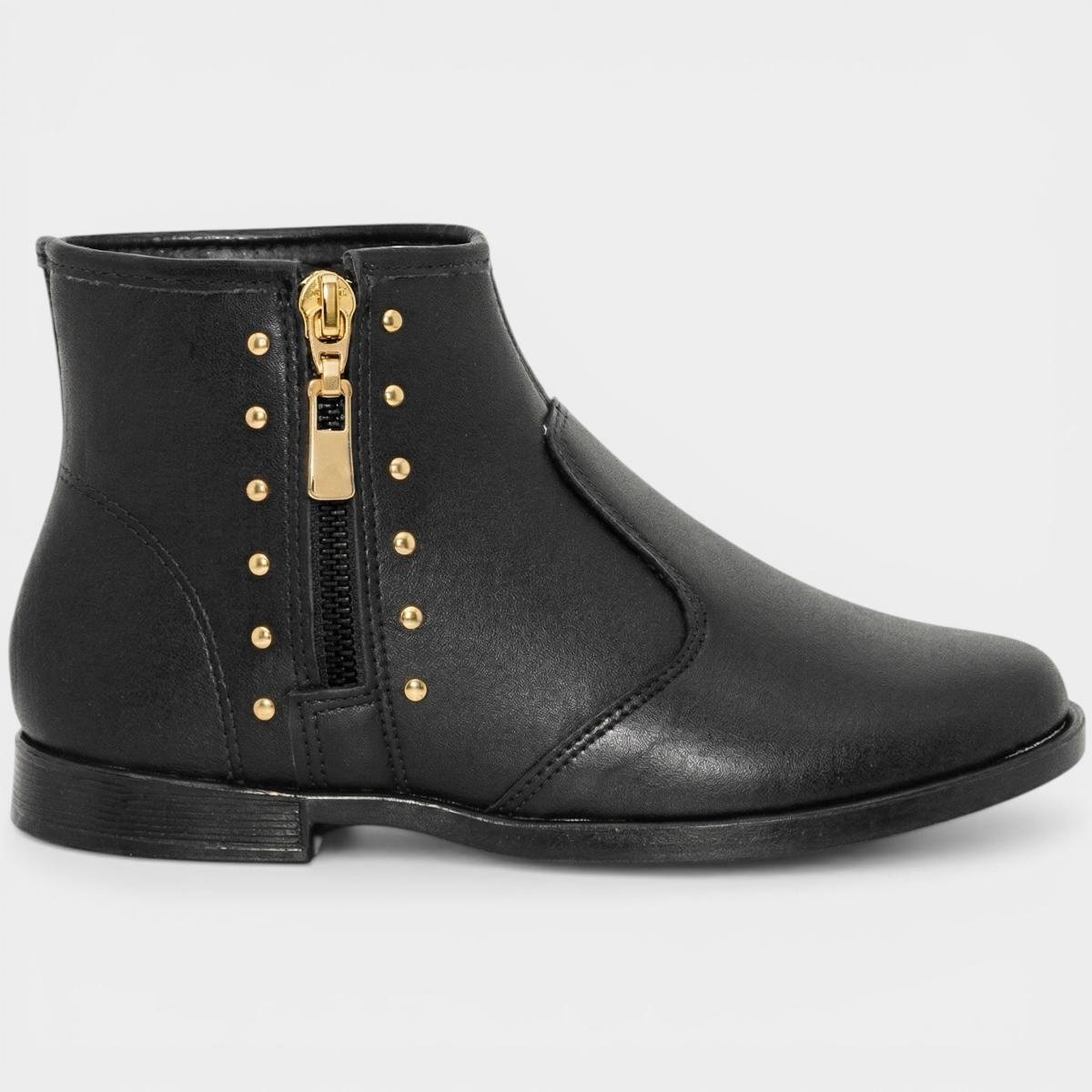 Bota Infantil Molekinha Apliques Menina - Preto Preto 2
