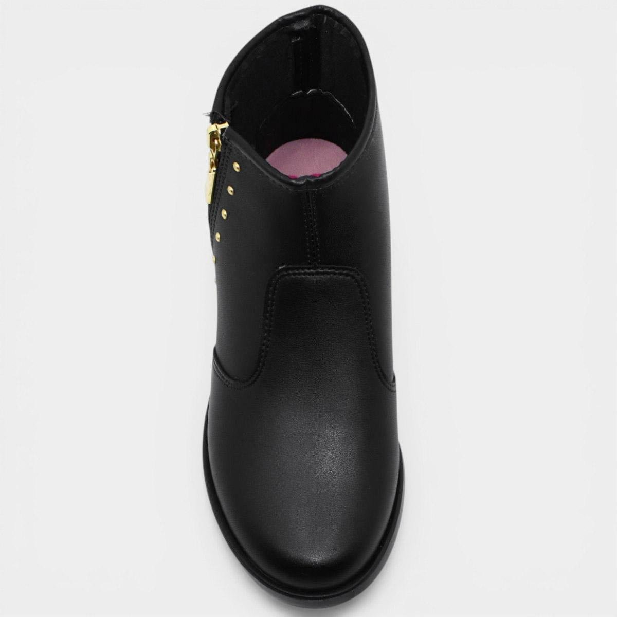 Bota Infantil Molekinha Apliques Menina - Preto Preto 3