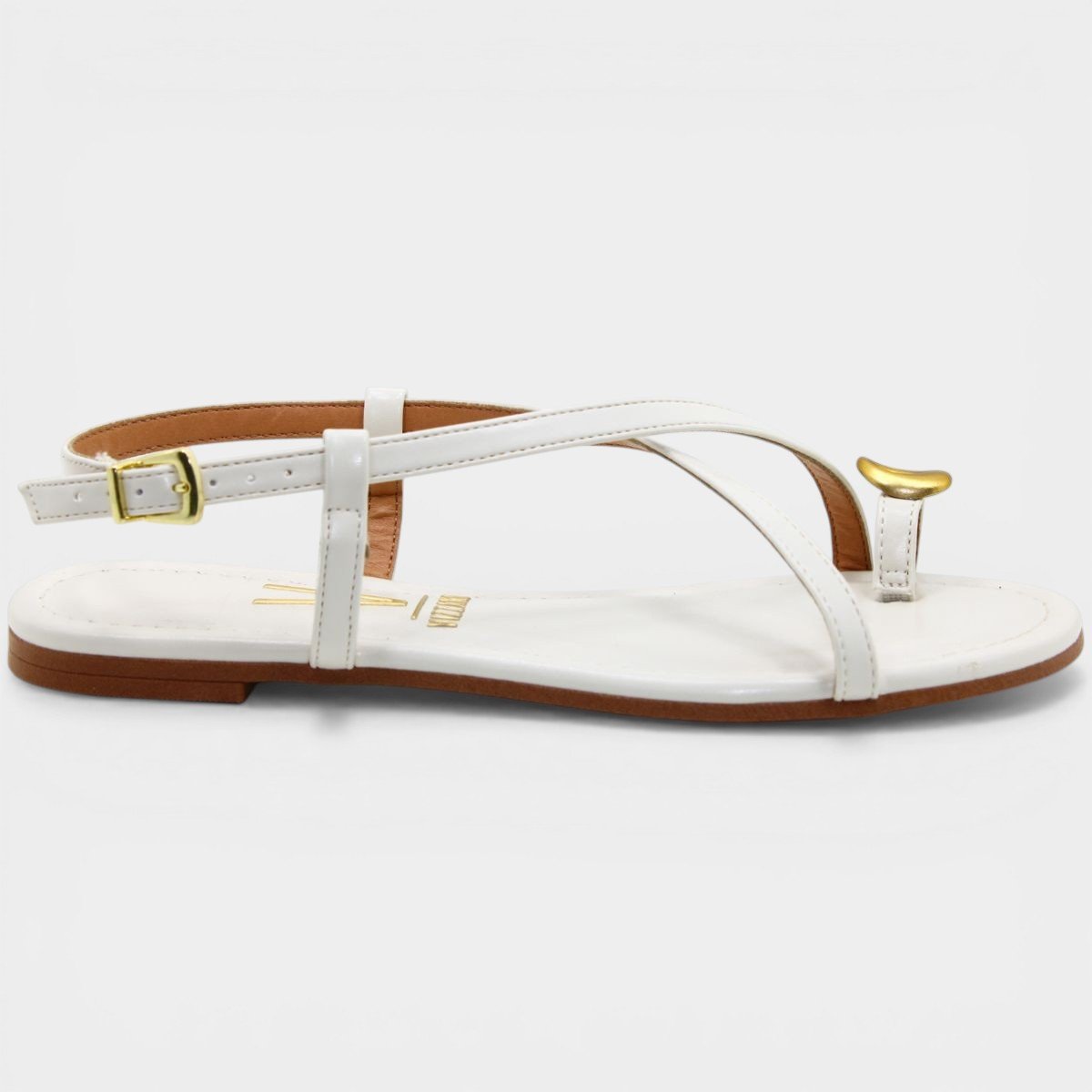 Rasteira Vizzano Adorno Metálico Tira Cruzada Feminina - Off White Off White 2