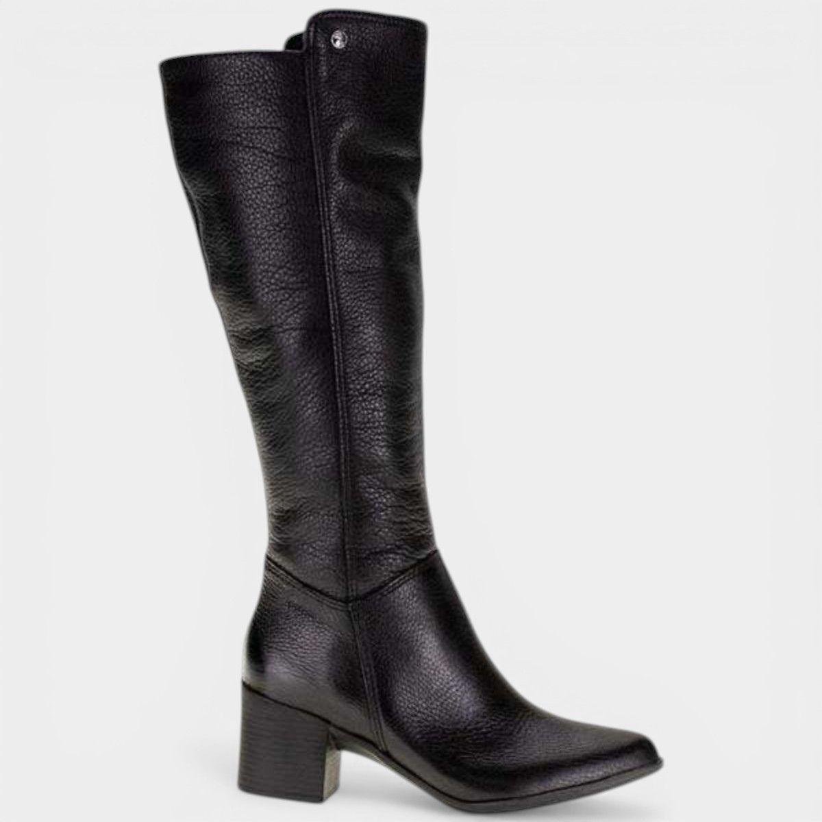 Bota Couro Bottero Cano Alto Feminina - Preto Preto 2