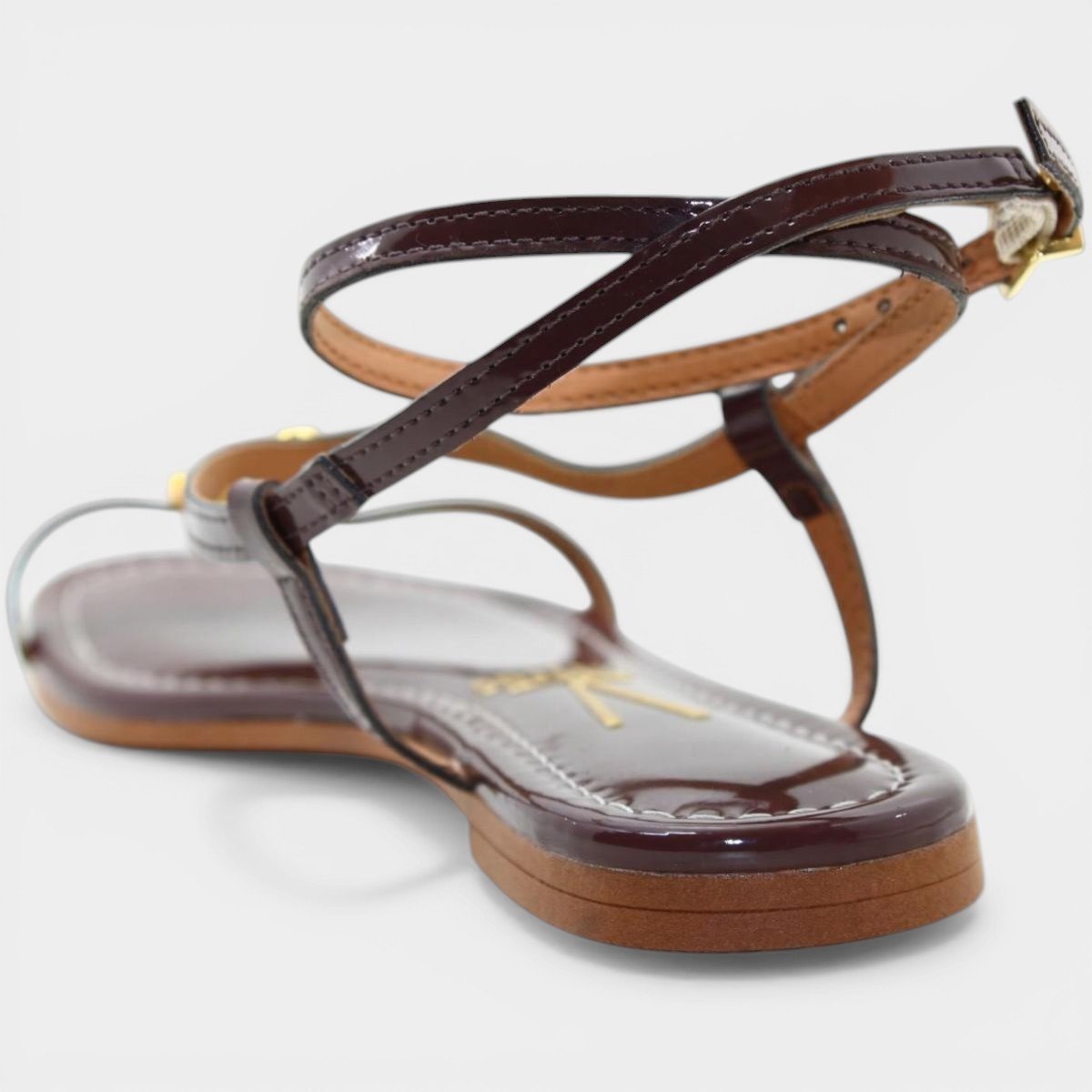 Rasteira Vizzano Apliques Metálicos Verniz Feminina - Marrom Escuro Marrom Escuro 4