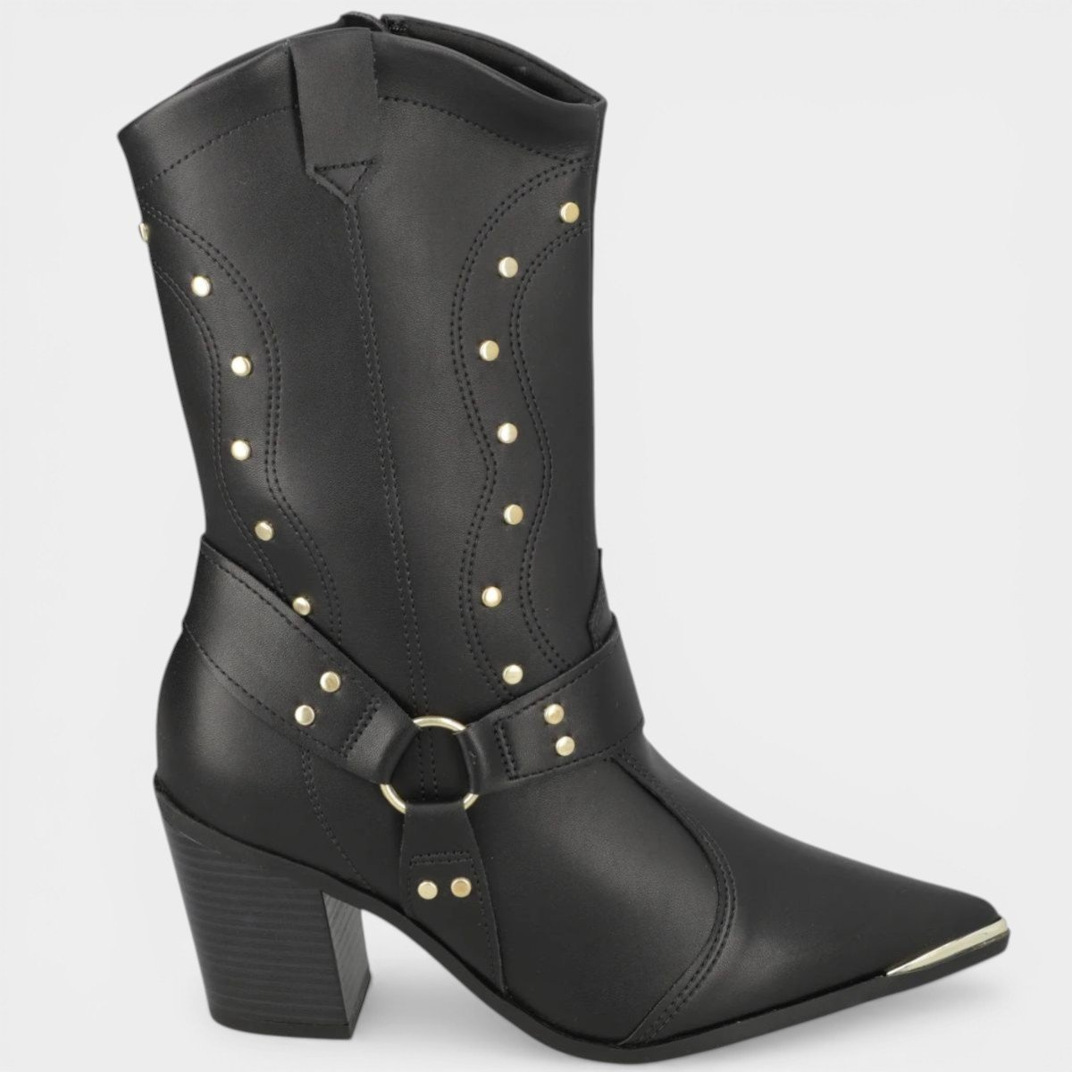 Bota Vizzano Apliques Cano Médio Feminina - Preto Cinza 2