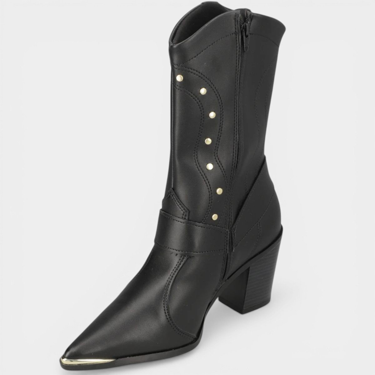 Bota Vizzano Apliques Cano Médio Feminina - Preto Cinza 3
