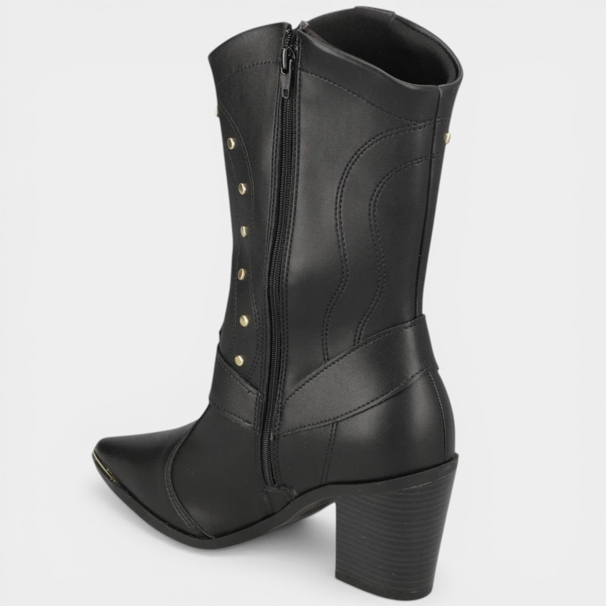 Bota Vizzano Apliques Cano Médio Feminina - Preto Cinza 4