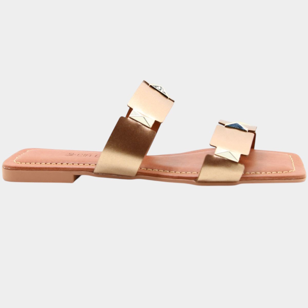 Rasteira Cia do Porto Spikes Fosco Feminina - Bronze Cinza 2