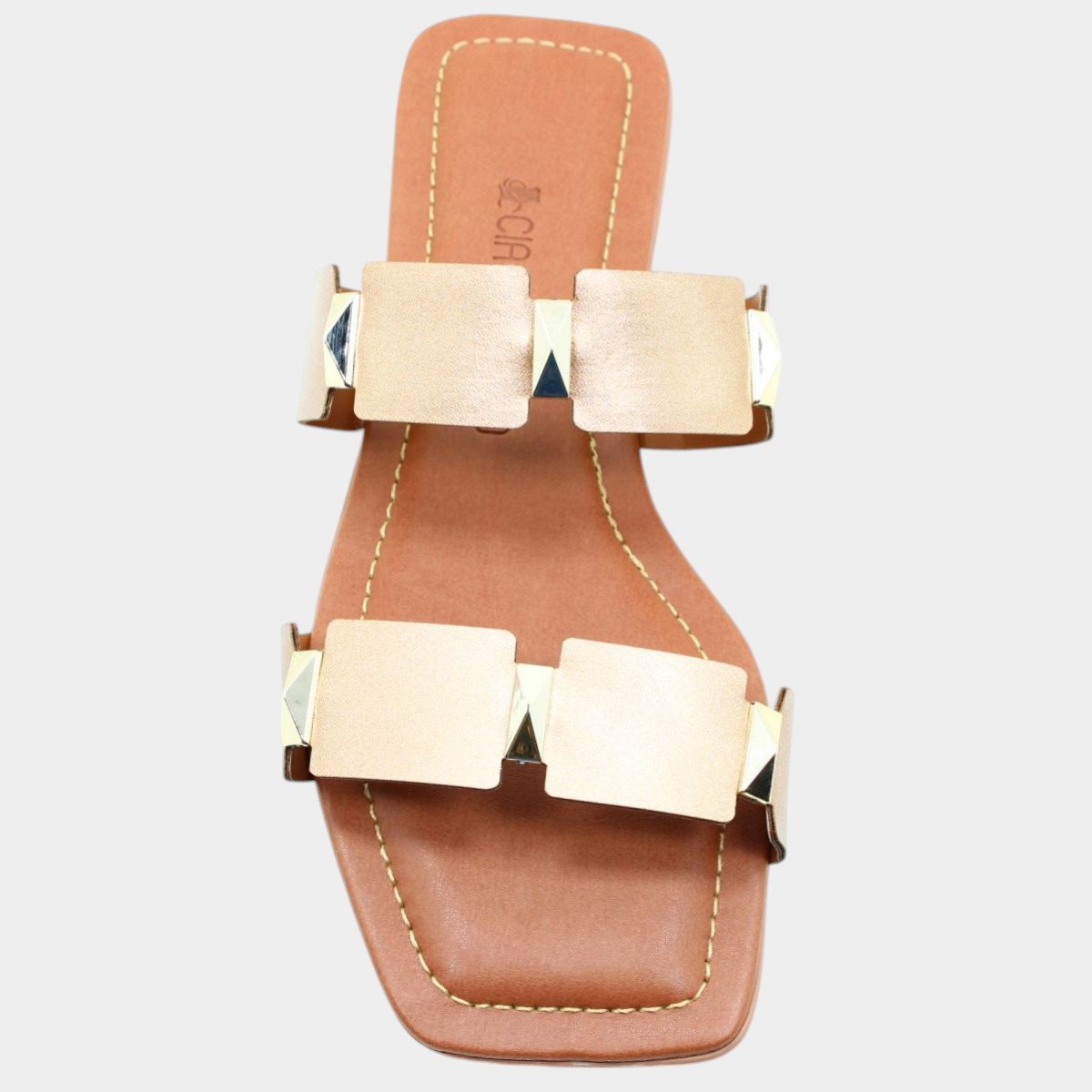 Rasteira Cia do Porto Spikes Fosco Feminina - Bronze Cinza 3