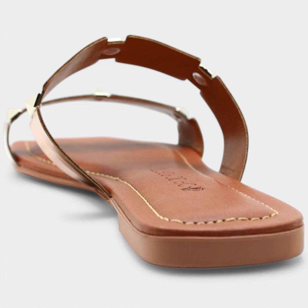 Rasteira Cia do Porto Spikes Metalizada Feminina - Bronze Cinza 4