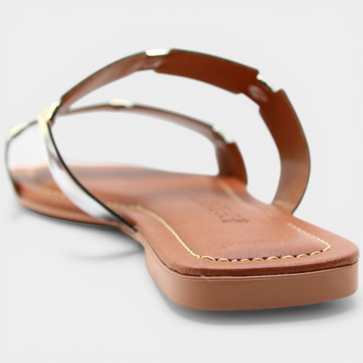 Rasteira Cia do Porto Spikes Metalizada Feminina - Prata Cinza 4