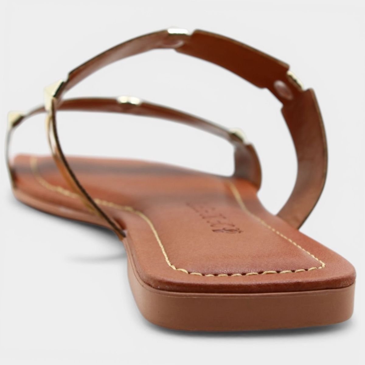 Rasteira Cia do Porto Spikes Metalizada Feminina - Dourado Cinza 4