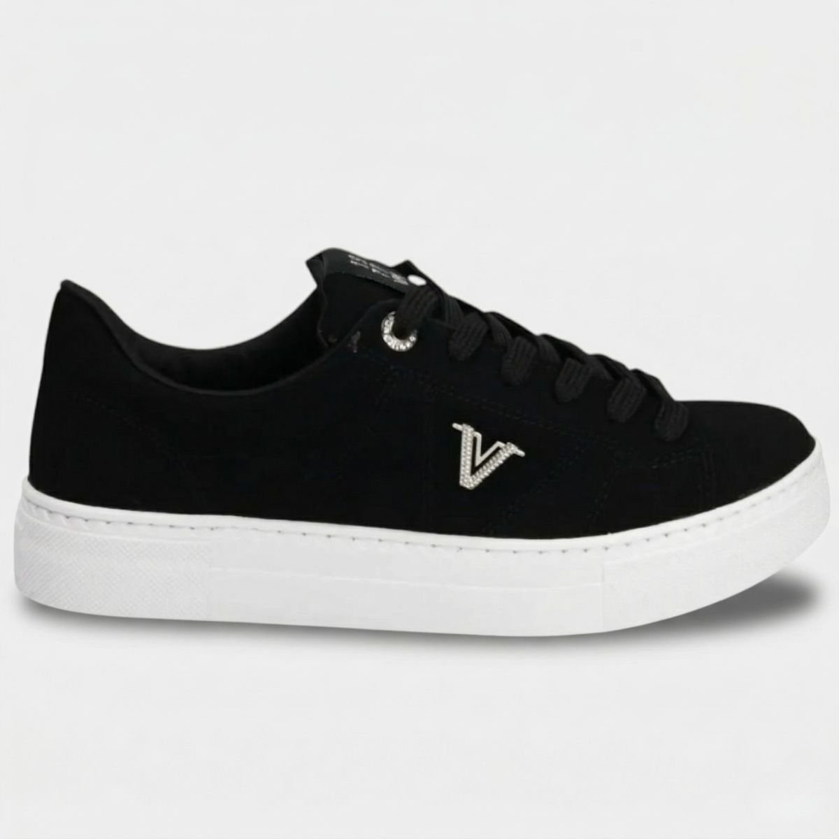 Tênis Via Marte Plataforma Detalhes Cravejados Feminino - Preto Cinza 2