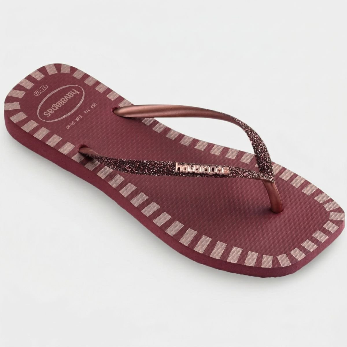 Chinelo Havaianas Slim Glitter Contour Feminino - Vermelho Cinza 2