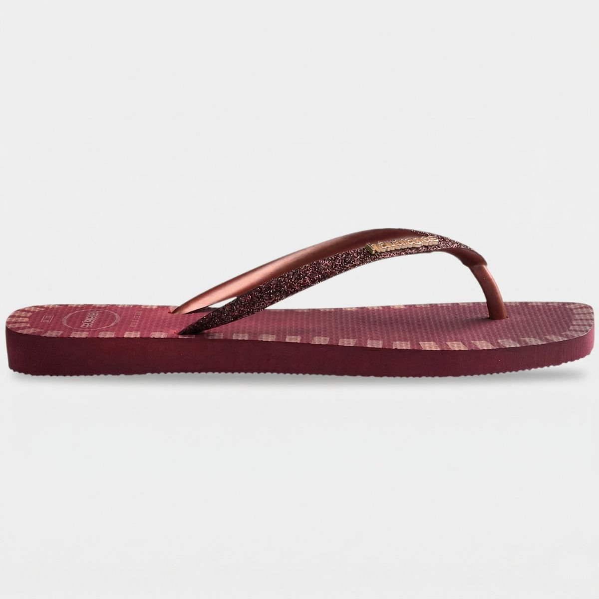 Chinelo Havaianas Slim Glitter Contour Feminino - Vermelho Cinza 3