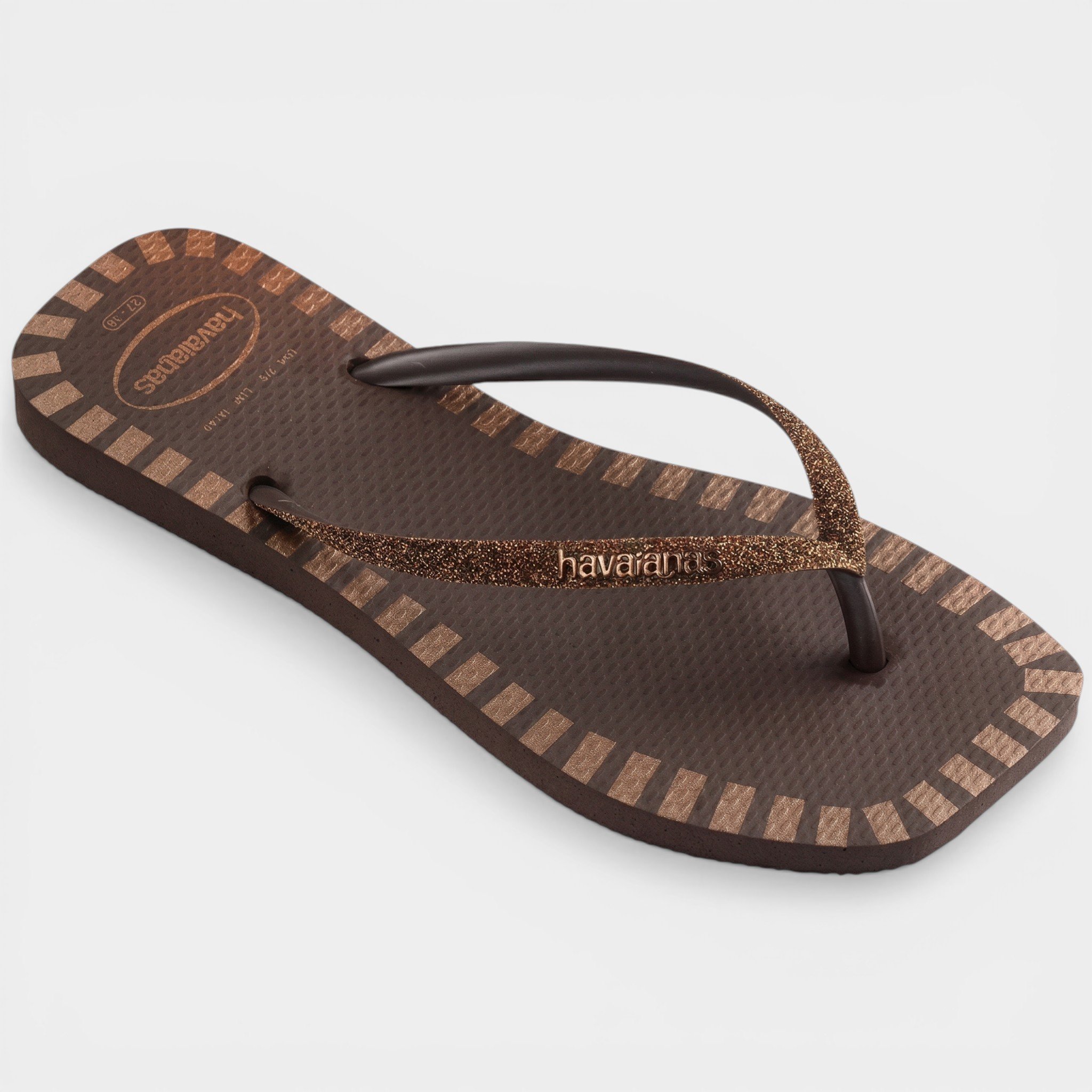Chinelo Havaianas Slim Glitter Contour Feminino - Marrom Cinza 2