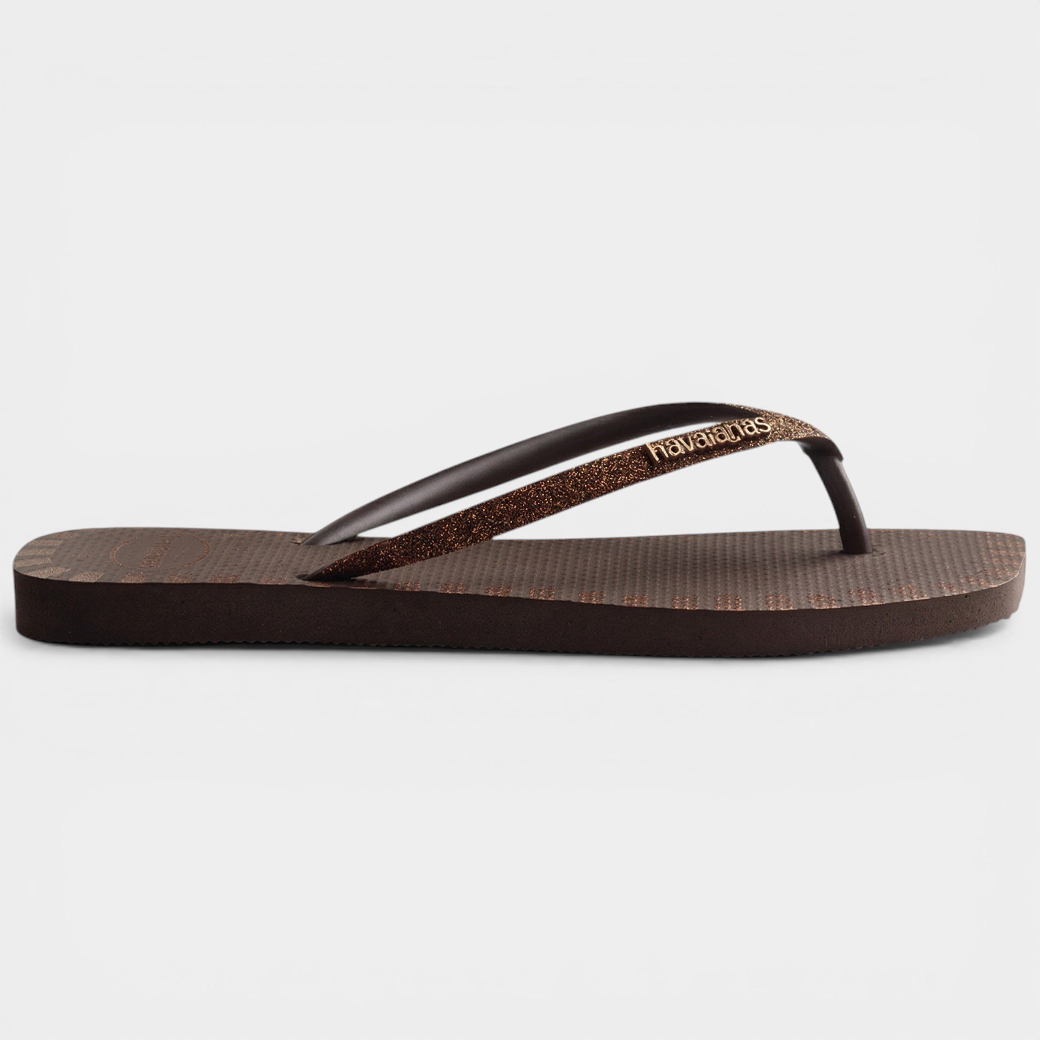 Chinelo Havaianas Slim Glitter Contour Feminino - Marrom Cinza 3