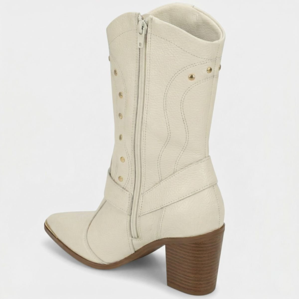 Bota Vizzano Apliques Cano Médio Feminina - Off White Cinza 4