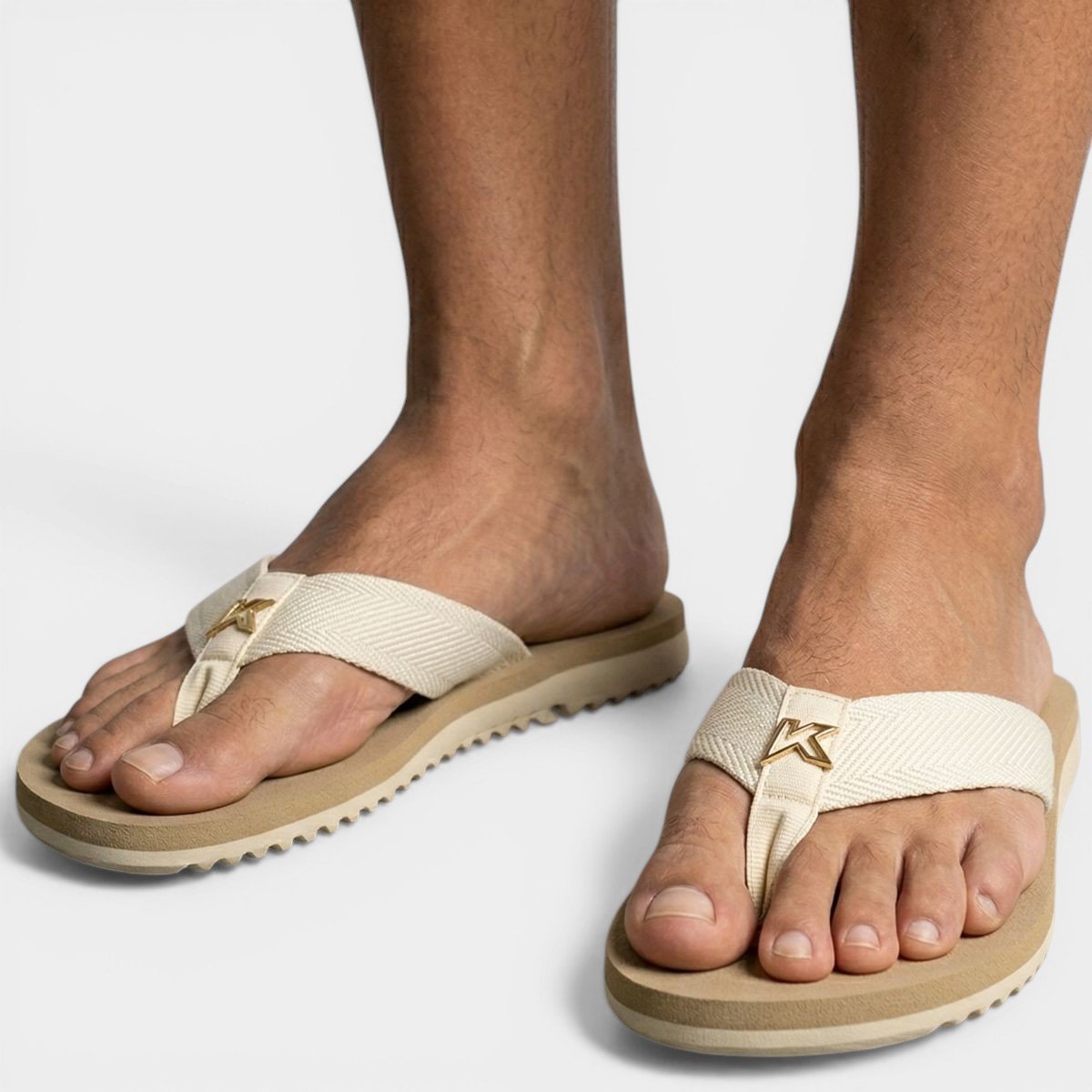 Sandália Kenner NK6 Gold Masculino - Off White e Bege Cinza 5