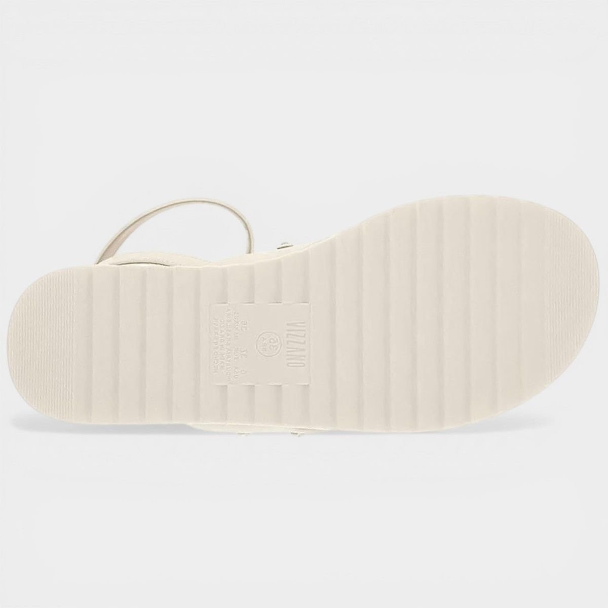 Sandália Vizzano Plataforma Amarração Tira Strass Feminina - Off White Cinza 4